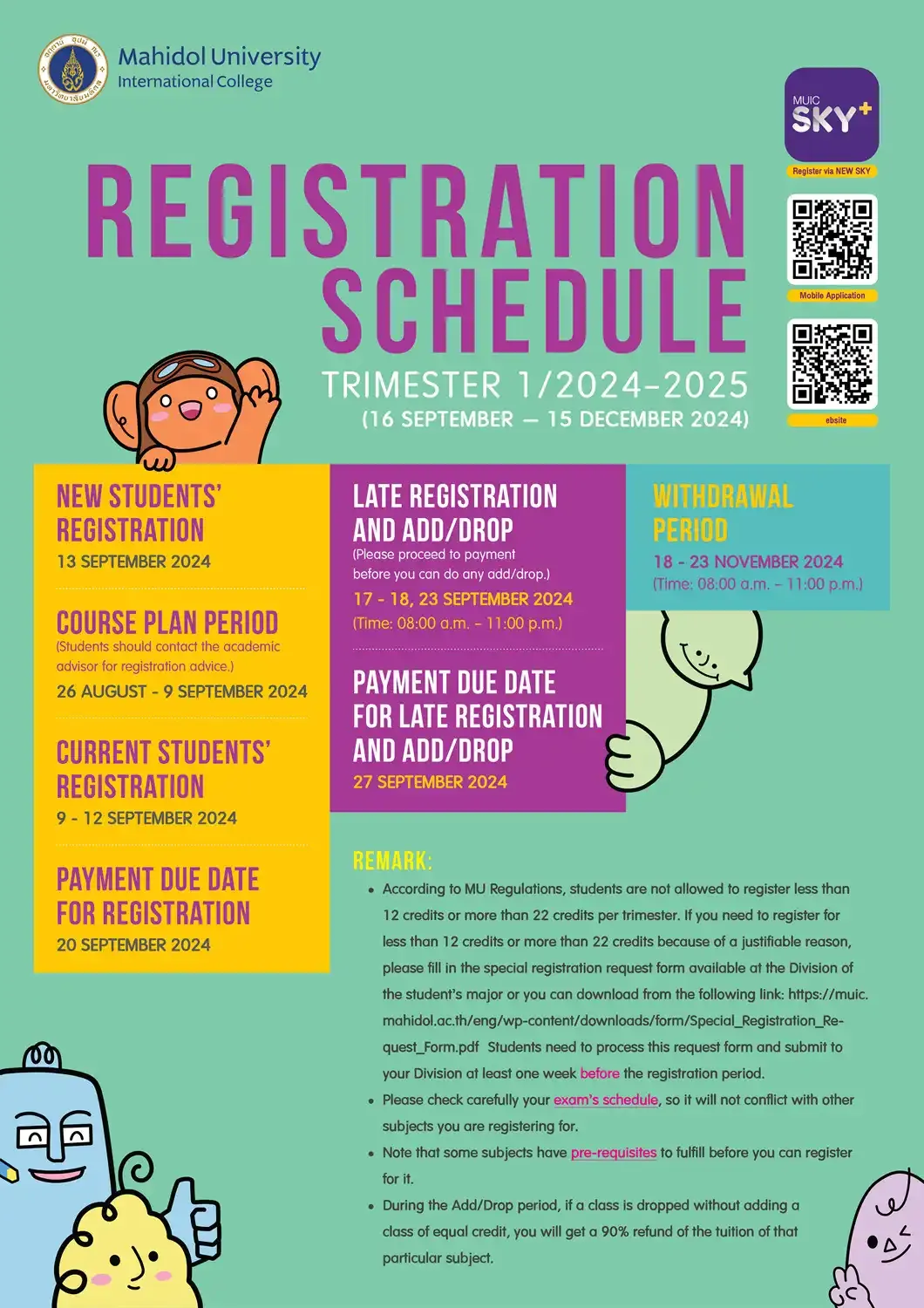 Registration Schedule Trimester 1/2024-2025