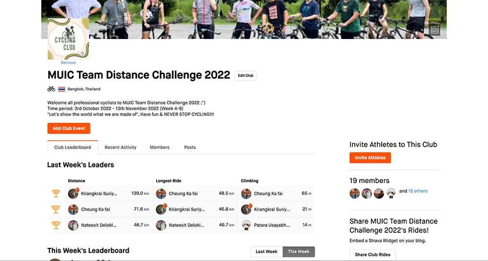 MUIC Riders in “Team Distance Challenge”