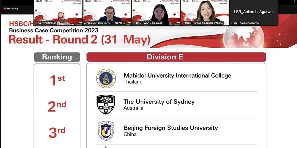 MUIC Team Semi-Finalists in HSBC/HKU Business Case Competition 2023