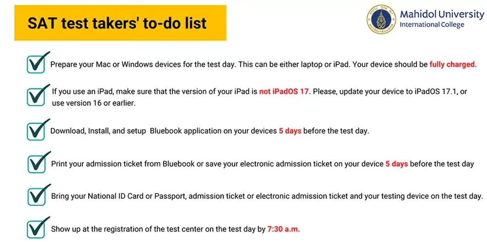 Announcement for SAT Test Takers on October 28, 2023 and November 4, 2023
