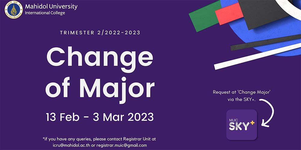 Change of major Trimester 2/2022-2023 (13 Feb – 3 Mar 2023)