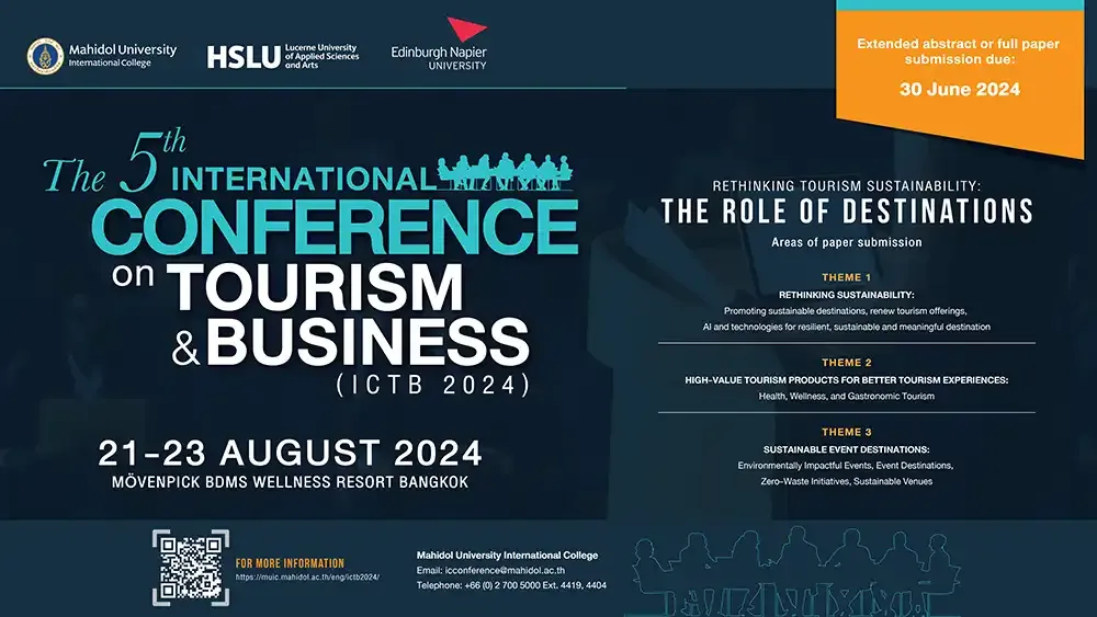 The 5th International Conference On Tourism And Business 2024 (ICTB 2024)￼