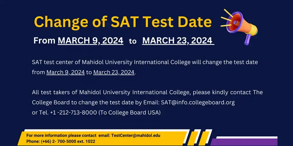 Announcement for The Change of SAT's Test Date 