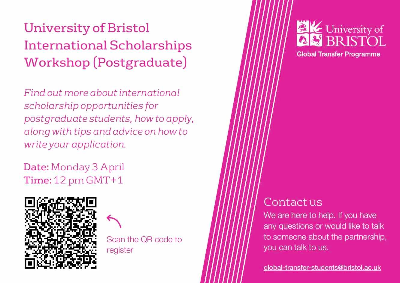 University of Bristol International Scholarships Workshop (for Postgraduate Students)