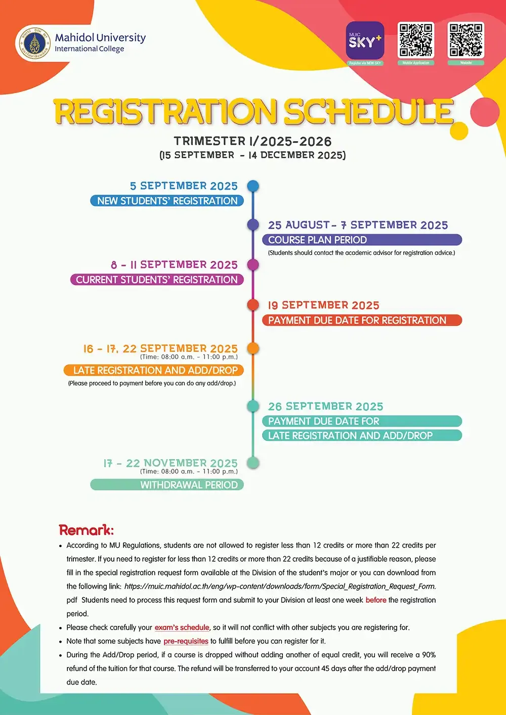 Registration Announcement for Trimester 1/2025-2026