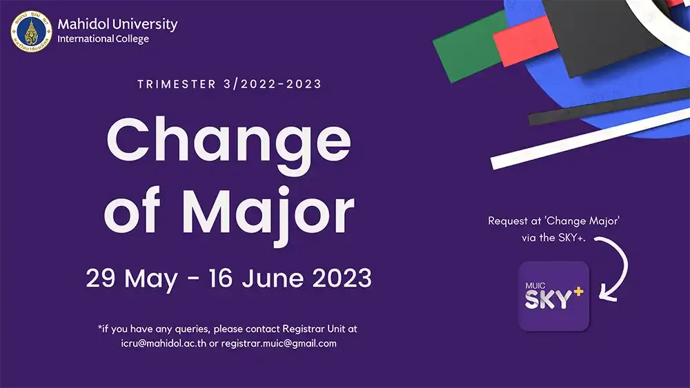 Change of Major Trimester 3/2022-2023