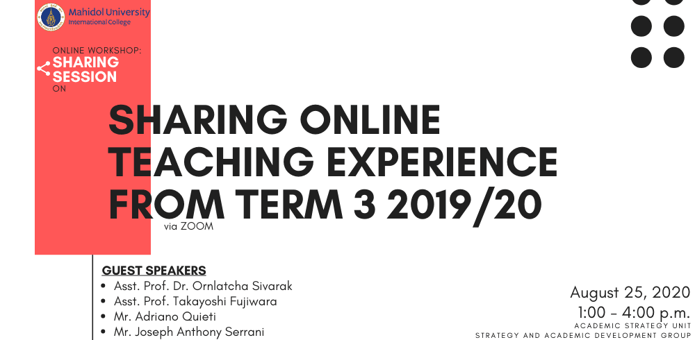 Workshop 1: Sharing Online Teaching Experience From Term 3 2019/20